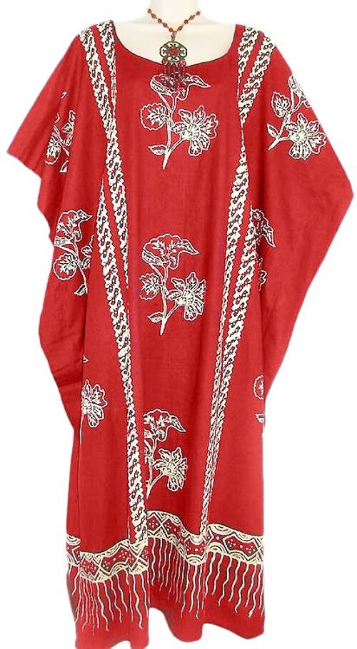 JAVA 100% Cotton Hand Made Kaftan Dress in many colours - red