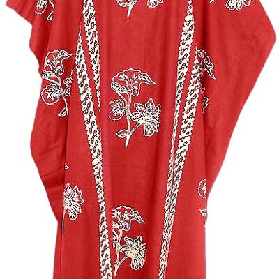 Vestido kaftan hecho a mano 100% algodón de JAVA en muchos colores - rojo