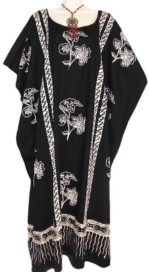 JAVA 100% Cotton Hand Made Kaftan Dress in many colours - black