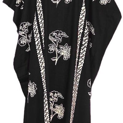 Robe caftan JAVA 100% coton fait à la main dans de nombreuses couleurs - noir