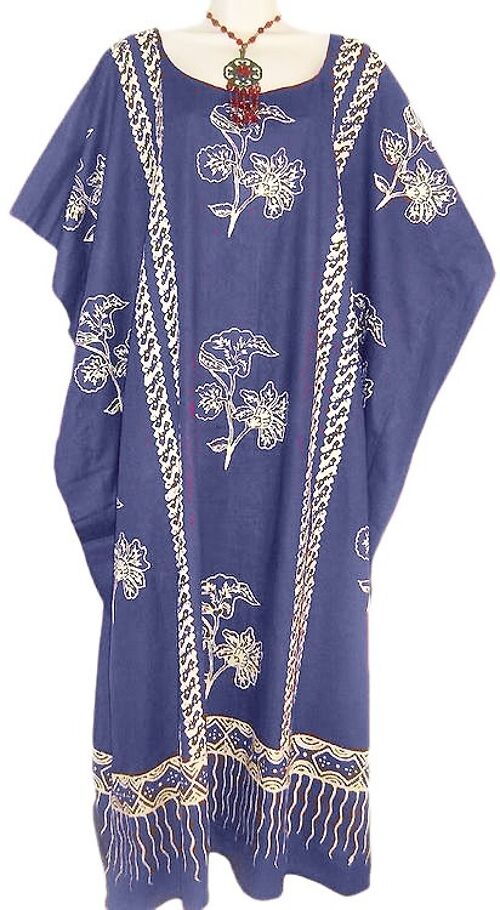 JAVA 100% Cotton Hand Made Kaftan Dress in many colours - blue