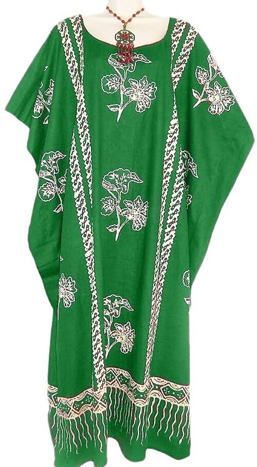 JAVA 100% Cotton Hand Made Kaftan Dress in many colours - green