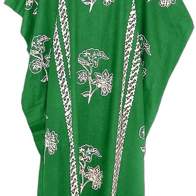Robe caftan JAVA 100% coton fait à la main dans de nombreuses couleurs - vert