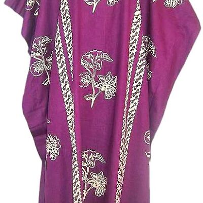 Robe caftan JAVA 100% coton fait à la main dans de nombreuses couleurs - violet