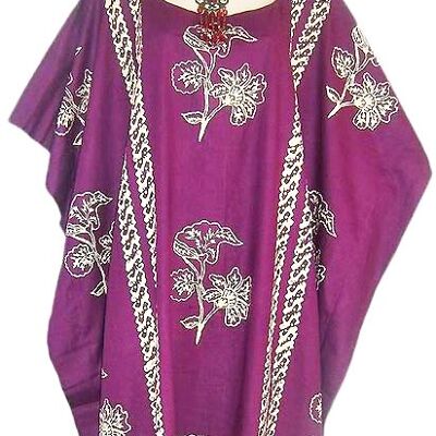 Vestido kaftan hecho a mano 100% algodón de JAVA en muchos colores - violeta