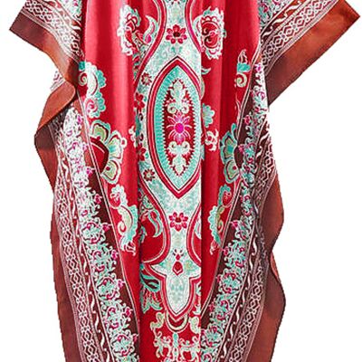 BALI Belle Robe Kaftan 100% Coton Batik en Noir, Rouge ou Bleu - rouge