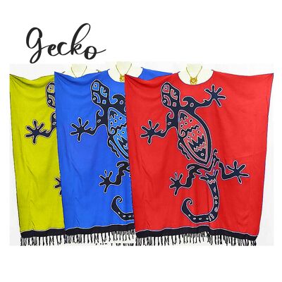 GECKO Abito lungo caftano Plus Buttersoft disegnato a mano Blu Rosso Nero - rosso