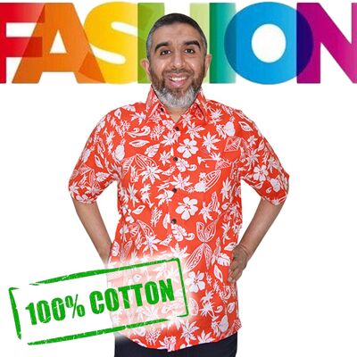 HAWAII Holiday T-shirt Designer fait à la main en coton Batik Top Shirt Homme Manches Courtes - BLEU