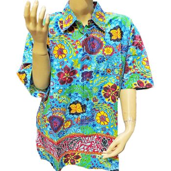 HAWAII Holiday T-shirt Designer fait à la main en coton Batik Top Shirt Homme à manches courtes 3