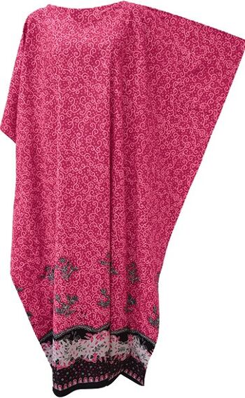 NADIA 100% Coton Floral Batik Kaftan Caftan Longue Plage Maillots De Bain Robe Maxi Robe - ROSE 2