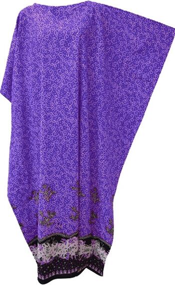 NADIA 100% Coton Floral Batik Kaftan Caftan Longue Plage Maillots De Bain Robe Maxi Robe - VIOLET 2