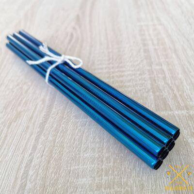 Pajitas de acero inoxidable SMOOTHIE ⍉ 0.8cm - Azul