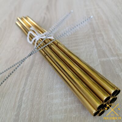 SMOOTHIE Stainless Steel Straws ⍉ 0.8cm - GOLD