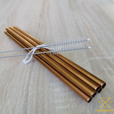 SMOOTHIE Stainless Steel Straws ⍉ 0.8cm - Copper