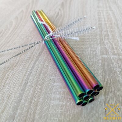 Pailles inox SMOOTHIE ⍉ 0,8cm - Rainbow