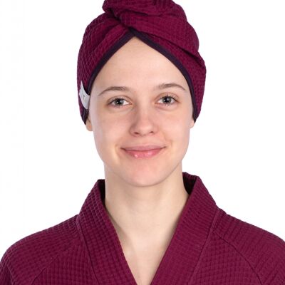 Turban de tissu gaufré pour le séchage des cheveux VIOLET, taille unique