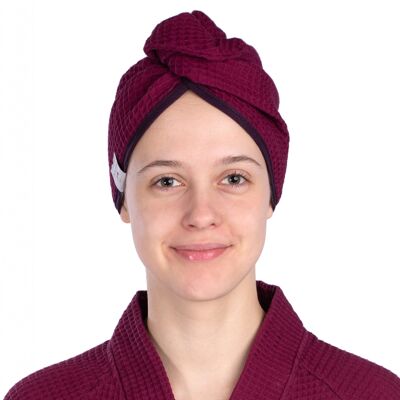 Turban of waffle fabric for hair drying PURPLE, one size