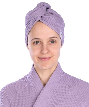 Turban de tissu gaufré pour le séchage des cheveux LILLAC, taille unique