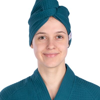 Turban de tissu gaufré pour le séchage des cheveux PAON, taille unique