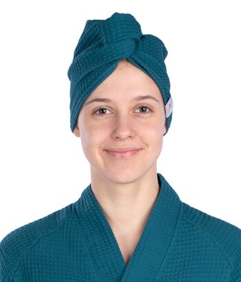Turban de tissu gaufré pour le séchage des cheveux PAON, taille unique