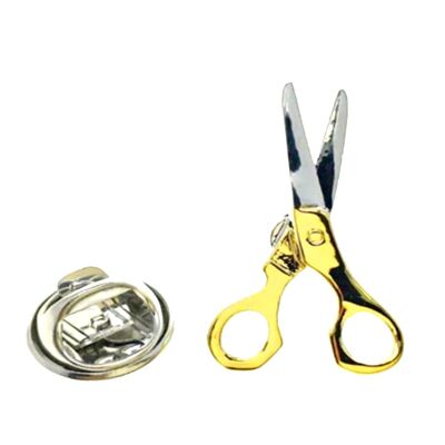 Scissors Jacket Lapel Pin - Silver and Gold
