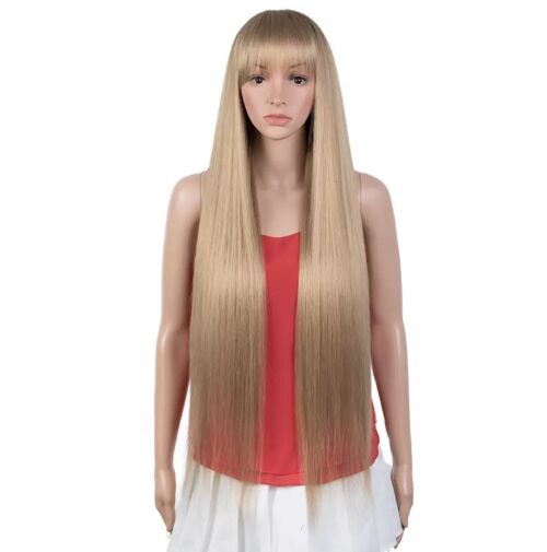 38inch Honey Blonde Bangs Long Straight Wig