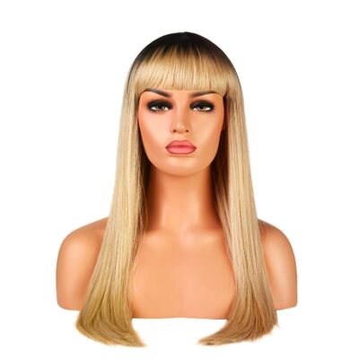 Long Blonde Straight Wig with Bangs