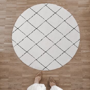 Tapis rond lavable Karos Creme Ø environ 100 cm (pièce unique) 1