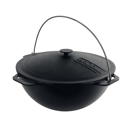 Asian cast iron kazan with lid, 15 l