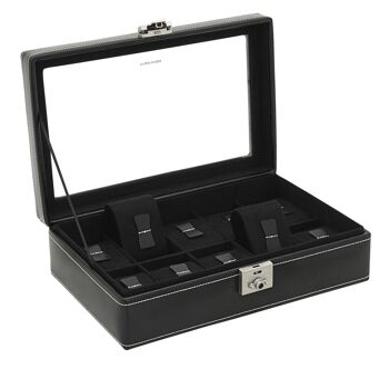 Coffret 10 montres, cuir, noir, London Collection 4