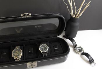 Coffret 5 montres, cuir, noir, London Collection 1