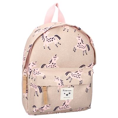 Stories children's backpack - beige / pink unicorns