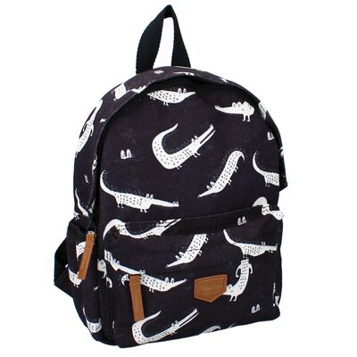 Mochila infantil 31x23x8cm Historias - Cocodrilos negro