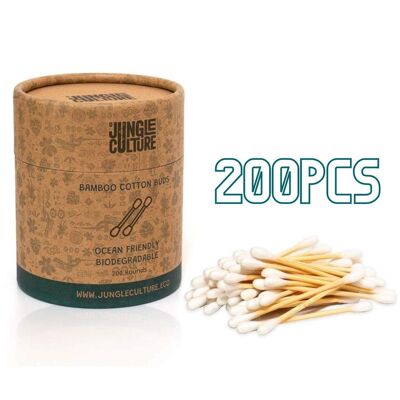 Bastoncillos de algodón de bambú | Bastoncillos de algodón ecológico (200 piezas)
