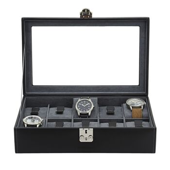 10 boîtier de montre, cuir de vachette, noir, Collection Infinity 4
