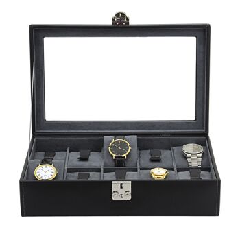 10 boîtier de montre, cuir de vachette, noir, Collection Infinity 5