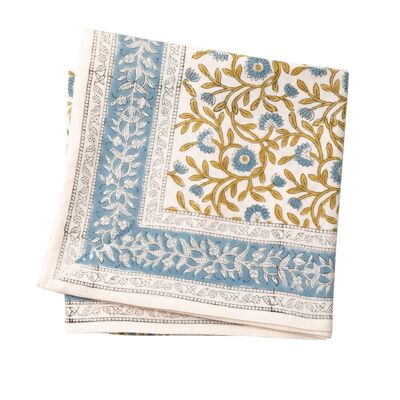 Carma Rosée Blue “Indian flower” print scarf