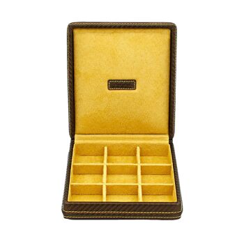 Etui pour boutons de manchette, carbone, synthétique fin, brun cuivré 6