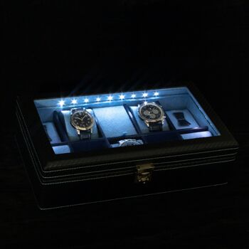 Boîtier de 9 montres avec éclairage LED, Collection Carbon 14