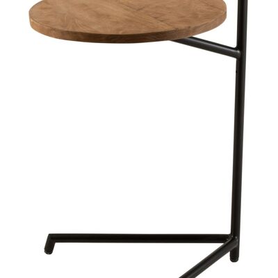 mesa auxiliar bistro redonda madera de mango/metal natural/negro