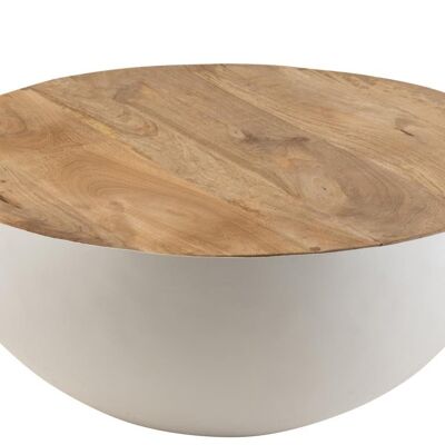 mesa redonda madera de mango/metal natural/blanco large