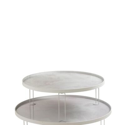 set de 2 mesas marmoleadas hierro/vidrio blanco