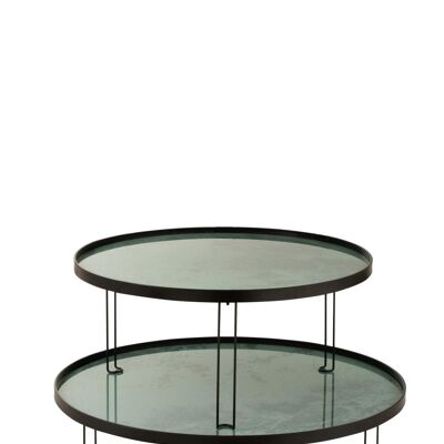 set de 2 mesas marmoleadas hierro/vidrio negro/verde agua