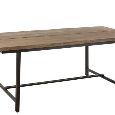 mesa de comedor tabla 2 partes madera/metal marron