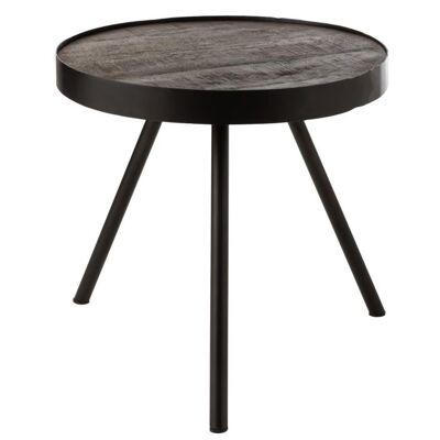 mesa auxiliar fien alto madera de mango hierro marron oscuro negro