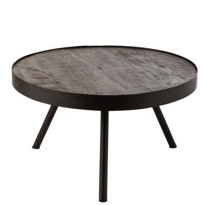 mesa auxiliar fien bajo madera de mango hierro marron oscuro negro