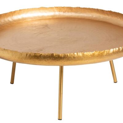 mesa de salon redondo metal oro