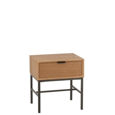 mesa auxiliar + base madera/metal natural