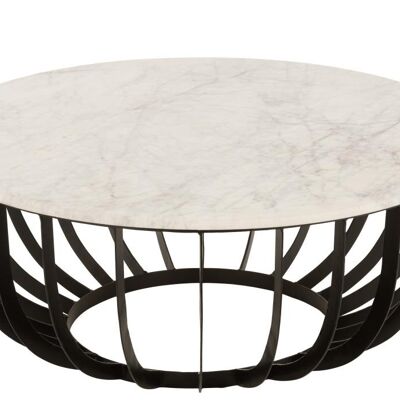 mesa de centro redondo marmol/hierro blanco/negro large
