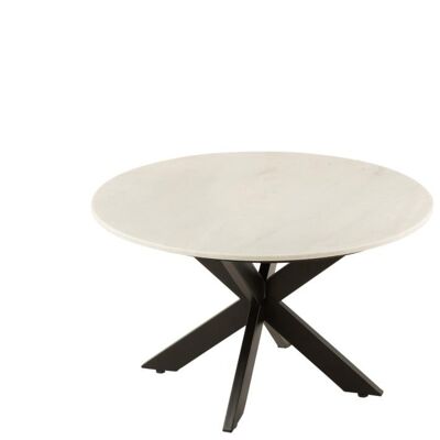 mesa de salon marc marmol/hierro negro/blanco